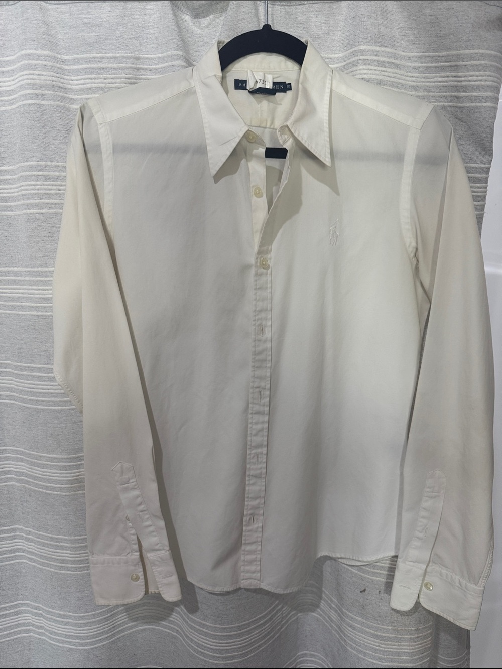 Ralph Lauren Off-White Long-Sleeve Button-Down Shirt size 10